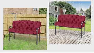 59"x38" Tufted Bench Cushion for 3-Seater Outdoor Furniture, Wine Red