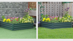 Galvanized Raised Garden Bed 4' x 4' x 1' for Vegetables Flowers Herbs & Succulents Green
