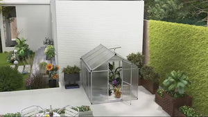 6 x 8ft Polycarbonate Greenhouse, Large Walk-In Green House w/ Aluminium Frame and Foundation