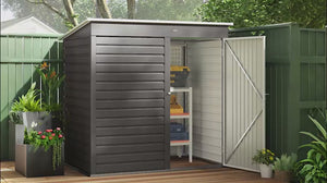6 x 4ft Galvanised Steel Garden Shed with Lockable Door & Gloves Dark Grey