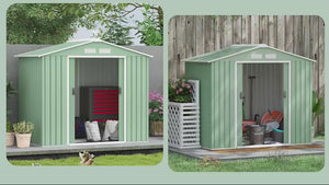 EverBase 7 x 4ft Metal Garden Shed with Vents & Foundation Kit, Light Green