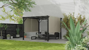 Gazebo d'extérieur 3 m x 3 m avec auvent pare-soleil et structure en acier, beige