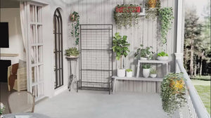 Tall Plant Stand with Trellis & Hanging Bar 35" x 12.8" x 74" Black