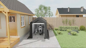 7' x 12' Portable Shed with Galvanized Frame & Roll-up Door, Dark Grey