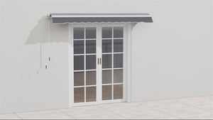 2.5 x 2m Manual Retractable Awning Canopy with Winding Handle for Patio, Blue/White Stripes