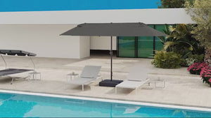 15' Rectangular Outdoor Umbrella Double Sided with UV Protection & Easy Crank, Dark Gray
