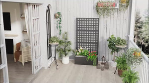 Galvanized Raised Garden Bed with Trellis, Drainage Holes, Privacy Screen, 35" x 16" x 70"