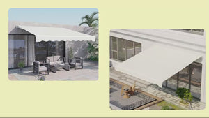 12' x 10' Retractable Electric Awning with Remote, Manual Crank & UV Protection, Cream White
