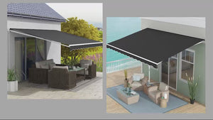 16' x 10' Electric Retractable Awning with Remote & Manual Crank, Black