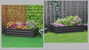 Galvanized Raised Garden Bed Weather-Resistant Planter with Open Bottom 4' x 2' x 1' Gray