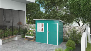 7 x 4ft Galvanized Steel Storage Shed with Foundation Kit Window & Lockable Door Green