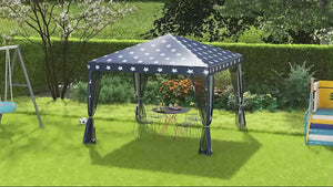 10' x 10' Pop-Up Canopy with Mesh Walls, Instant Setup, Side Panels & American Flag Design