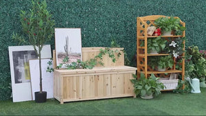 Banc de jardin en bois avec coffre de rangement, siège de terrasse extérieur, 115 x 45 x 75 cm, naturel