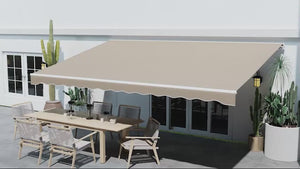16' x 10' Electric Retractable Awning with Remote & Crank Handle, Cream White