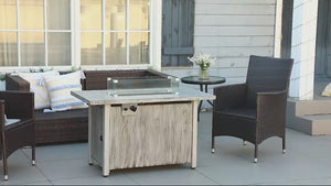 50000 BTU Propane Gas Fire Pit Table with Glass Beads and Lid, 109 x 56 x 63cm, Grey