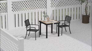 Patio Dining Table for 4, Square Aluminum Outdoor Table for Garden Lawn Backyard, Natural