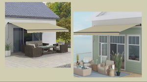 16' x 10' Retractable Awning, 280gsm UV Resistant Sunshade Shelter, Beige