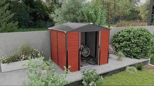 EverBase 8' x 7' Upgraded Storage Shed with Floor Frame and Gloves, Teak