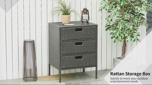 Outdoor Freestanding Outdoor Towel Rack with 3 Drawers and Weather Safe Material, Brown