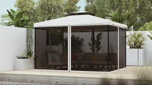 Moustiquaire de rechange pour gazebo 3 m x 3,6 m avec fermetures éclair, blanc crème