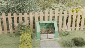 4' x 3' Galvanized Raised Garden Bed with Mini Greenhouse Cover, Outdoor Planter Box, Green