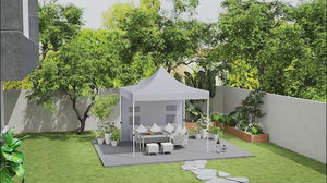 10' x 10' Heavy Duty Pop-Up Canopy Tent with Sidewalls, UPF50+ & Storage Pockets, Gray