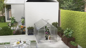 BloomGreen 6 x 10ft Polycarbonate Greenhouse with Aluminium Frame and Foundation, Clear