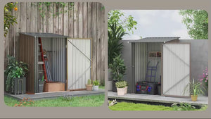3.3 x 3.4ft Lean to Metal Storage Shed with Single Lockable Door, Brown