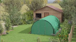 6 x 3m Walk-in Polytunnel Greenhouse with 2 Hinged Doors & 8 Mesh Windows, Green