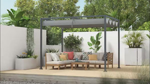 Pergola rétractable 3 m x 2,1 m, protection solaire extérieure, grise