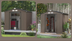 EverBase 7 x 4ft Metal Garden Shed with Vents & Foundation Kit, Brown
