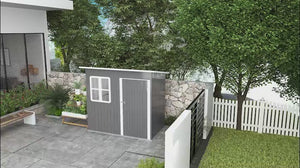 Abri de jardin en acier galvanisé toutes saisons, 2,13 m x 1,22 m, avec fenêtre, gris foncé