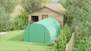 19' x 10' x 6.6' Walk-in Tunnel Greenhouse with 8 Mesh Windows, Green
