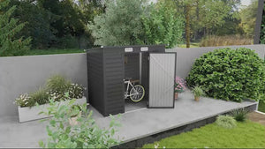 EverBase 6' x 4' Galvanized Metal Storage Shed with Lockable Door and 2 Vents, Grey