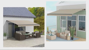 13' x 10' Retractable Awning with UV-Resistant 280gsm Sunshade Shelter in Beige