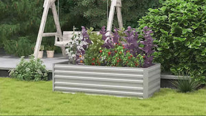 Raised Garden Bed Galvanized Steel Planter with Multi-Reinforced Rods 180 x 90cm Grey