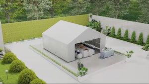 Tente événementielle de 5,94 m x 5,79 m avec 2 portes et 6 fenêtres en filet