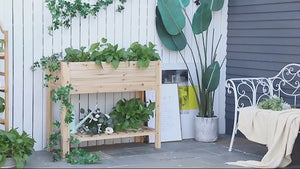 Potager surélevé en bois naturel de 101,6 cm x 40,6 cm x 83,8 cm avec étagère de rangement