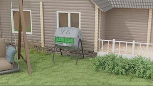 Tumbling Compost Bin Outdoor 360 Degrees Dual Chamber Rotating Composter 43 Gallon, Light Gray
