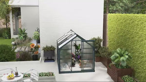 Serre en polycarbonate de 1,83 m x 2,44 m x 2 m avec structure en aluminium, verte