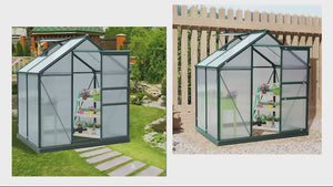 Serre en polycarbonate de 1,83 m x 1,22 m x 2 m avec structure en aluminium, verte