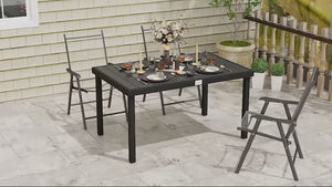 Table de jardin rectangulaire pour 6 personnes, 140 cm L x 90 cm l x 74 cm H, noire