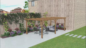 PerArbor 20' x 10' Wood Pergola with Sturdy Grape Trellis for Climbing Plants, Dark Brown