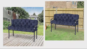 59"x38" Tufted Bench Cushion for Outdoor 3-Seater Furniture, Dark Blue