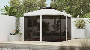 Moustiquaire de rechange pour gazebo 3 m x 3 m avec fermetures éclair, blanc crème