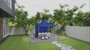 10' x 10' Heavy Duty Pop-Up Canopy Tent with Sidewalls, UPF50+ Sun Shelter, Dark Blue
