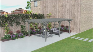 PerArbor 12' x 20' Wood Pergola with Sturdy Trellis for Climbing Plants, Gray