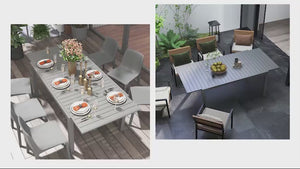 Aluminum Expandable Dining Table for 6-8, Rectangle Patio Table for Garden, Charcoal Grey