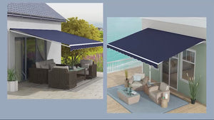 16' x 10' Electric Retractable Awning with Remote & Crank Handle, Blue