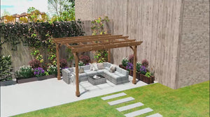PerArbor 10' x 12' Wood Pergola with Arched Roof Trellis for Climbing Plants, Dark Brown